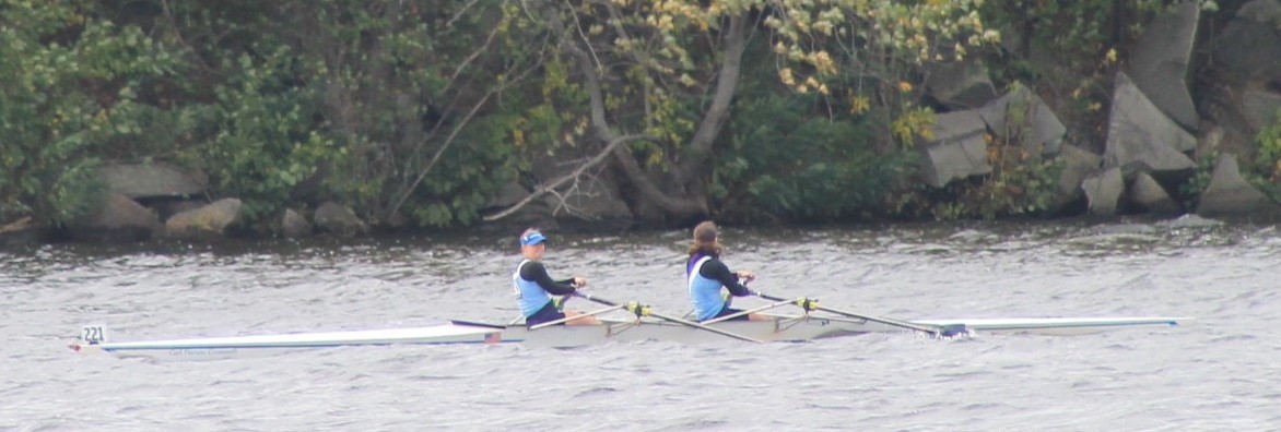 Two people rowing a boat Description automatically generated with low confidence
